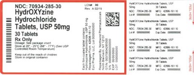 Label (70934 285 30   Rev A 02 19)